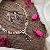 Vriksham Tear Drop AD Stone Hasli Choker-Purple-G16276